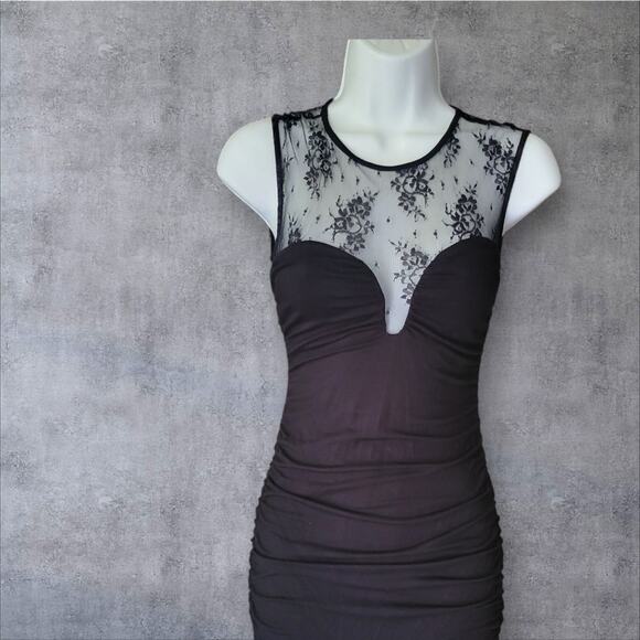 ASO FRIENDS GUESS Bodycon Y2k Black Dress whimsy GothIc witch SM - Picture 1 of 11